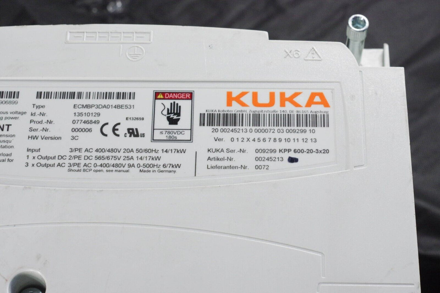 KUKA KPP 600 ECMBP3DA014BE531 600-20-3x20 - For Parts / Repair