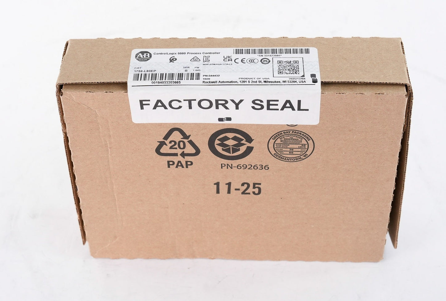 Allen Bradley 1756-L83EP /B ControlLogix 5580 Process Controller Sealed Surplus
