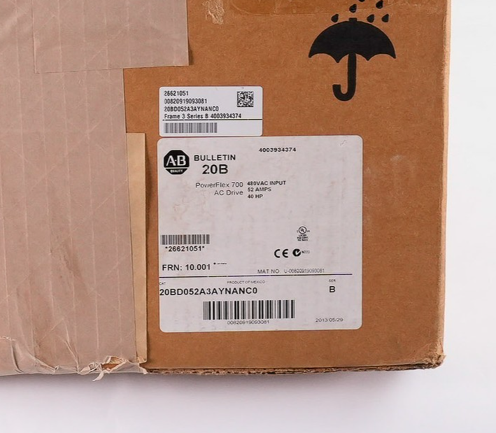 Allen Bradley 20BD052A3AYNANC0 /B PowerFlex 700 AC Drive 480V 40HP - Open Box