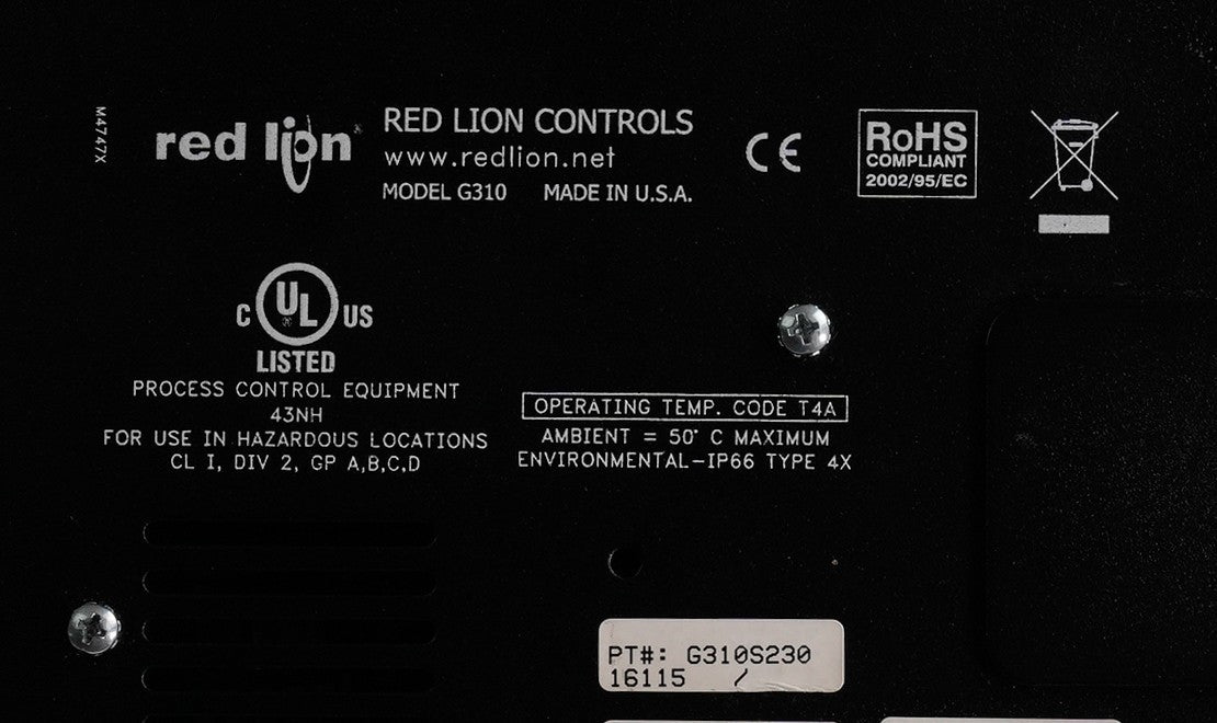 Red Lion Controls G310S230 Model G310 Operator Interface (compatible G310S210)