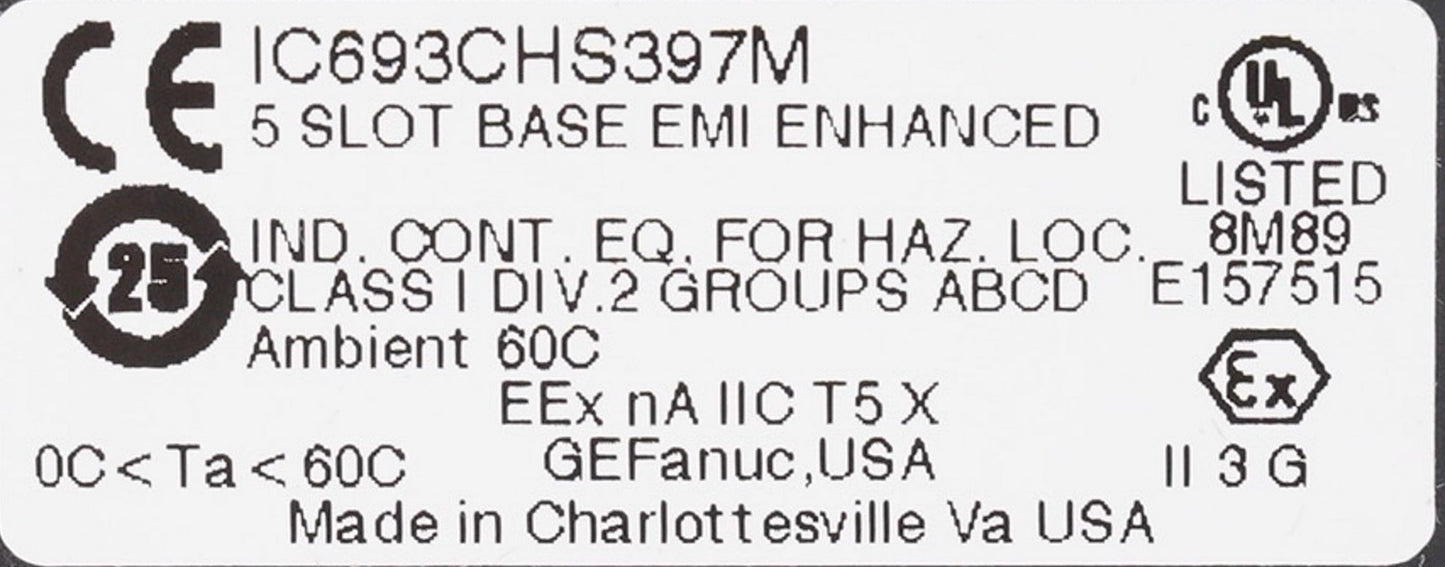 GE FANUC IC693CHS397M 5-Slot Base EMI PLC Board