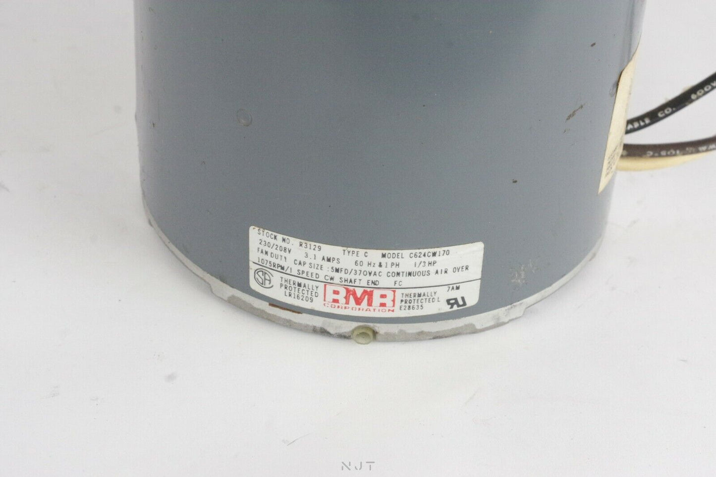 RMR Type C R3129 C624CW170 230/208V 3.1 Amps 1/3hp 1075 RPM Electric Motor