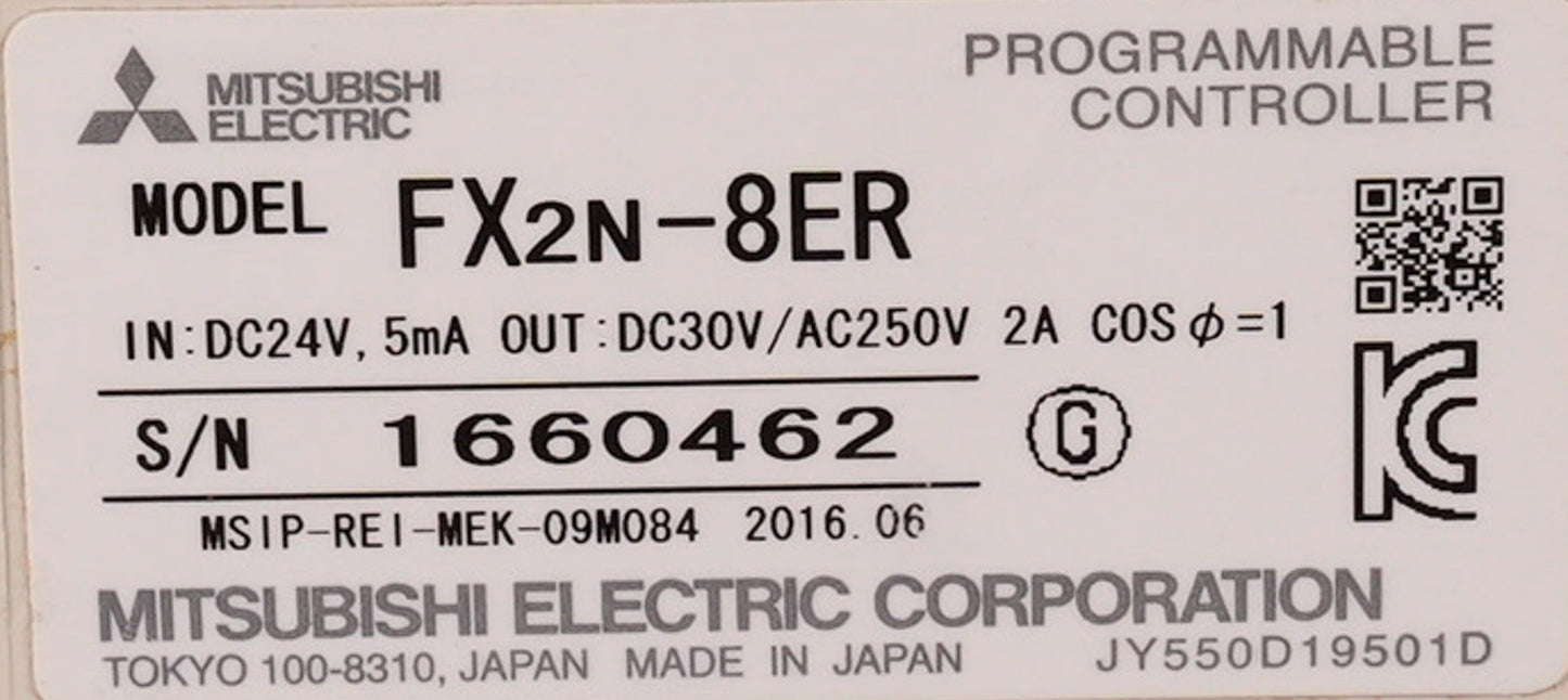Mitsubishi Electric FX2N-8ER Programmable Controller DC24V / DC30V FX2N8ER