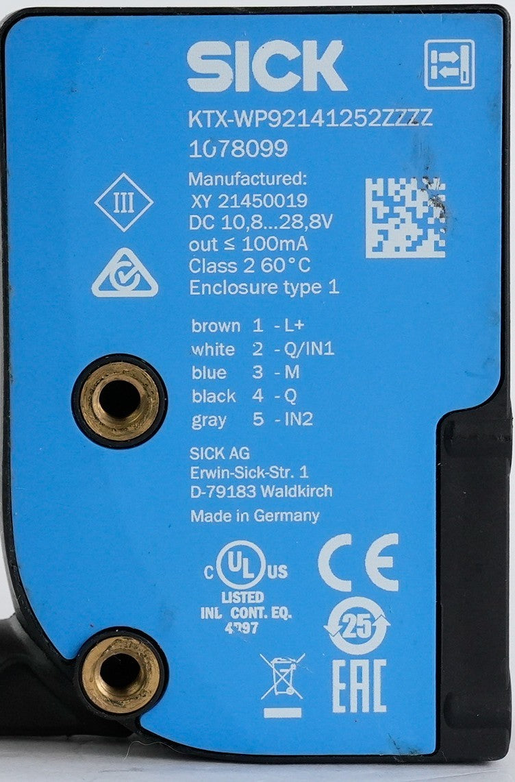 SICK KTX-WP92141252ZZZZ 13mm Contrast Sensor KTXWP92141252ZZZZ