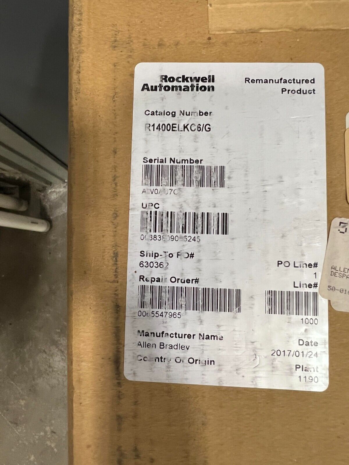 ALLEN BRADLEY 1400E 1400ELKC6 Ser G Rev D / 1400ELKC6/G - AB Remanufactured 2017