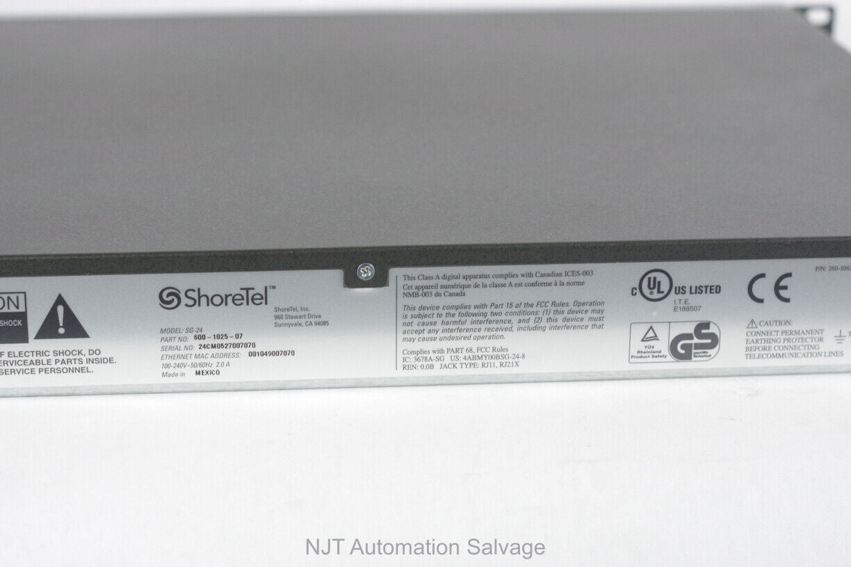 ShoreTel 600-1025-07 SG-120/24 Voice Gateway 2x10/100 1xRJ21X RMK