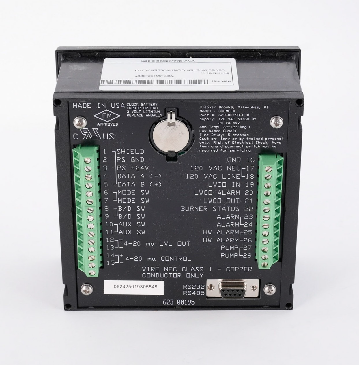 Cleaver Brooks 623-00193-000 Level Master Controller Auto Open Box