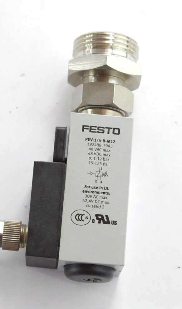 Festo PEV-1/4-B-M12 / PEV1/4BM12 / PEV14BM12 Air Pressure Switch 48VAC 48VDC