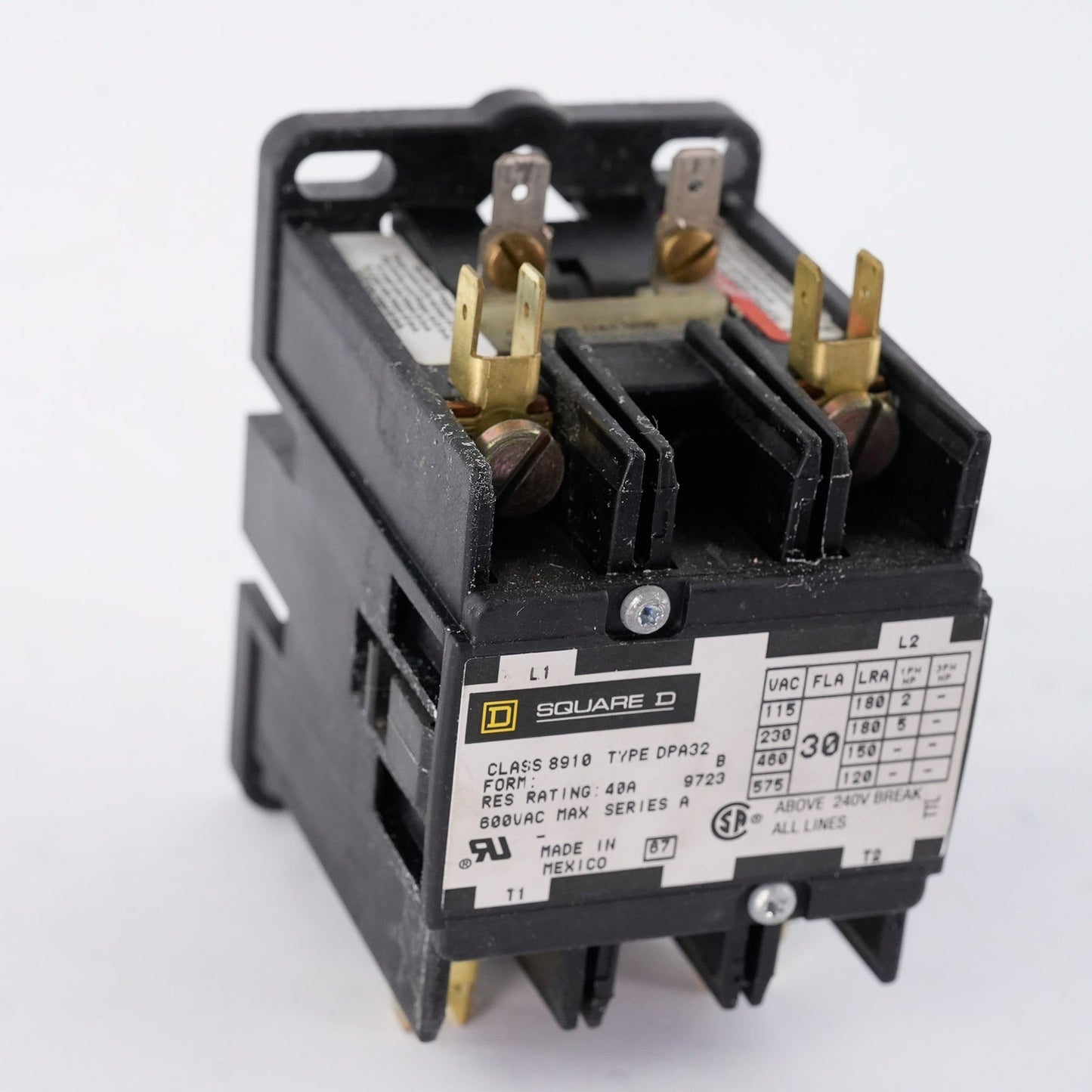Square D 8910 DPA32V09 Form B Definite Purpose Contactor 40A 800VAC - Open Box