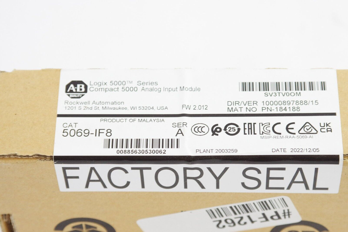 2022 Allen Bradley 5069-IF8 /A Compact IO Analog Input Module - Sealed Surplus