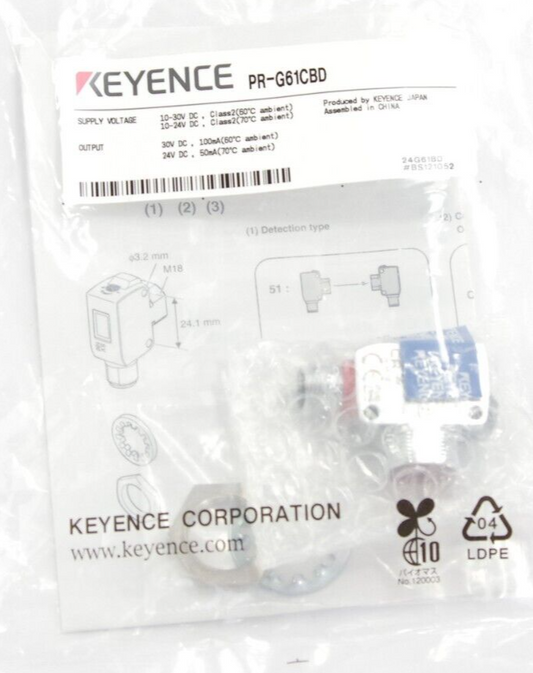 KEYENCE PR-G61CBD M18 Threaded type Retro-reflective M12 Connector Type Sensor