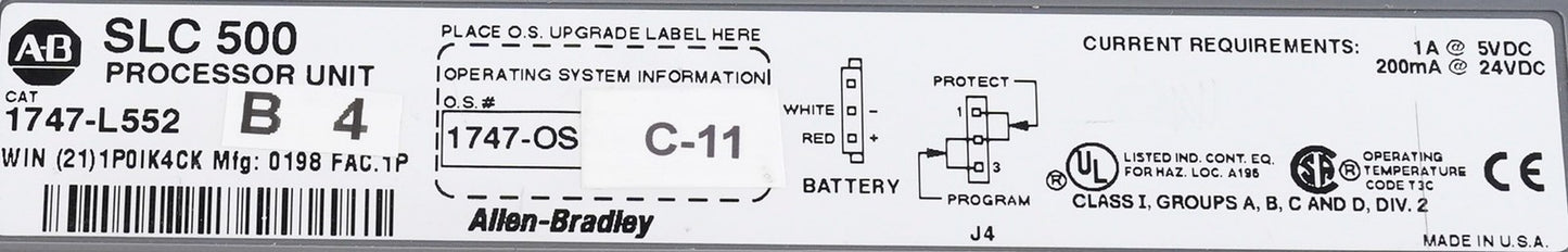 Allen Bradley 1747-L552 /B SLC 500 Processor Unit + Key 1747L552