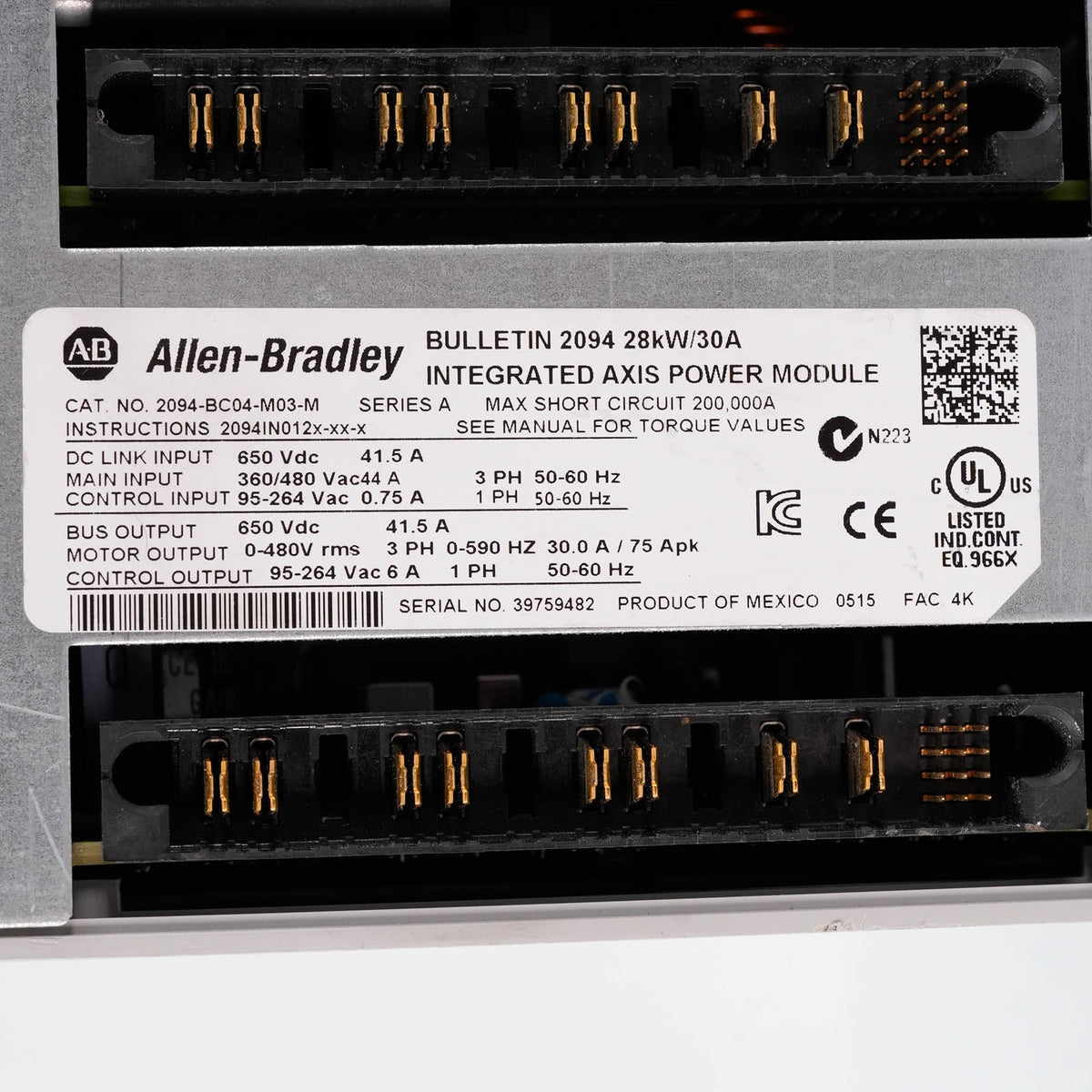Allen Bradley 2094-BC04-M03-M Ser A Kinetix 6000 460V 15kW AM Axis Module