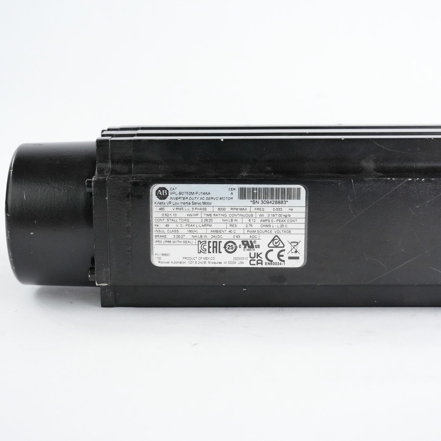 Allen Bradley VPL-B0753M-PJ14AA /A Inverter Duty AC Servo Motor Kinetix