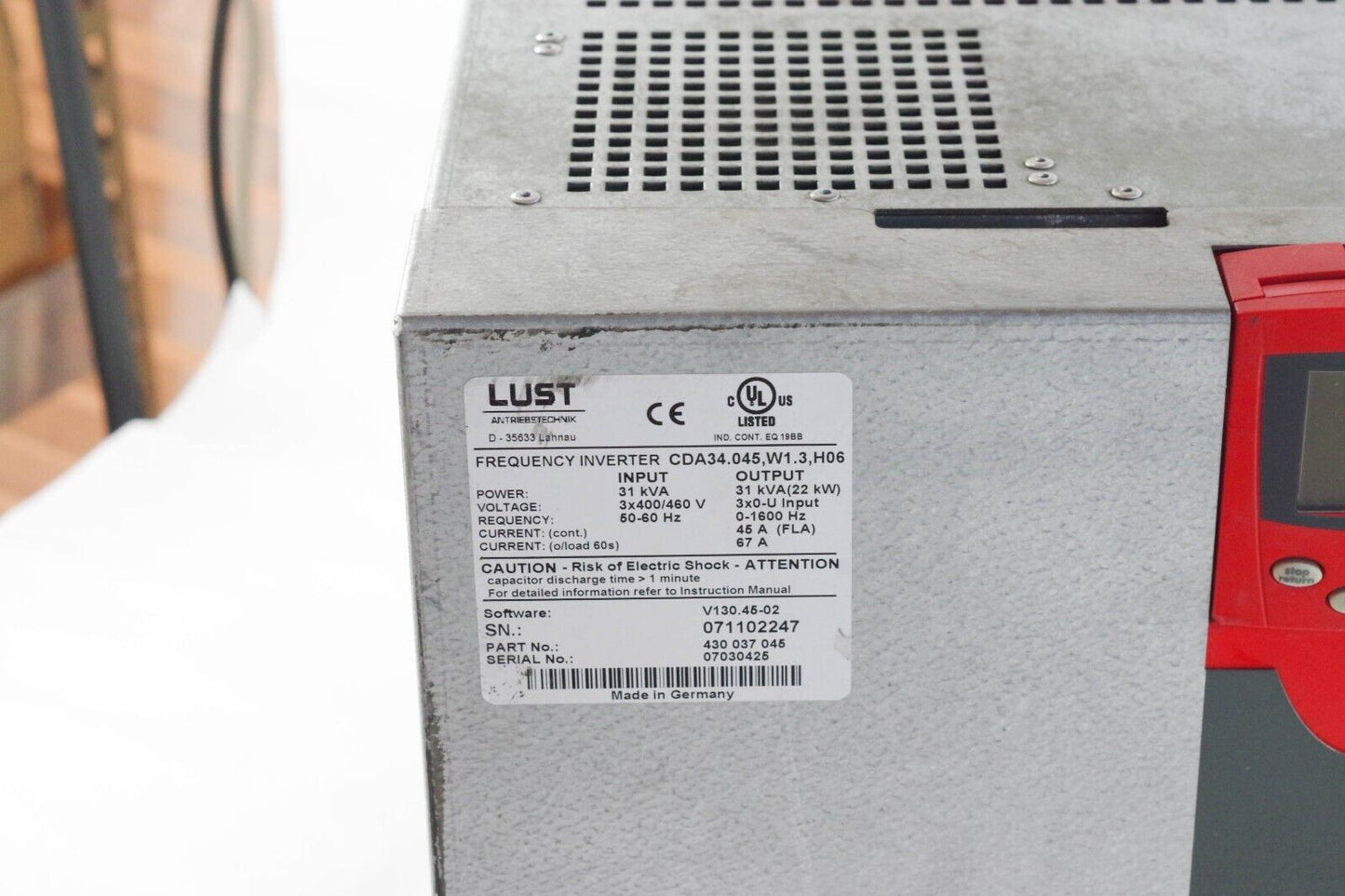 LUST CDA34.045 / CDA34.045,W1.3,H06 FREQUENCY INVERTER DRIVE 430 037 045