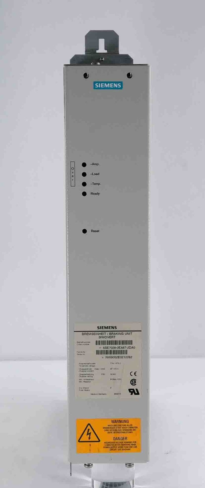 Siemens 6SE7028-0EA87-2DA0 Simovert Frequency Converter Braking Unit