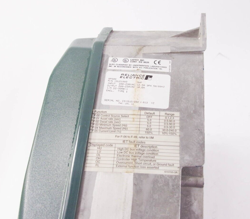 RELIANCE ELECTRIC SP500 1SU21003 AC DRIVE 200-230VAC 3HP