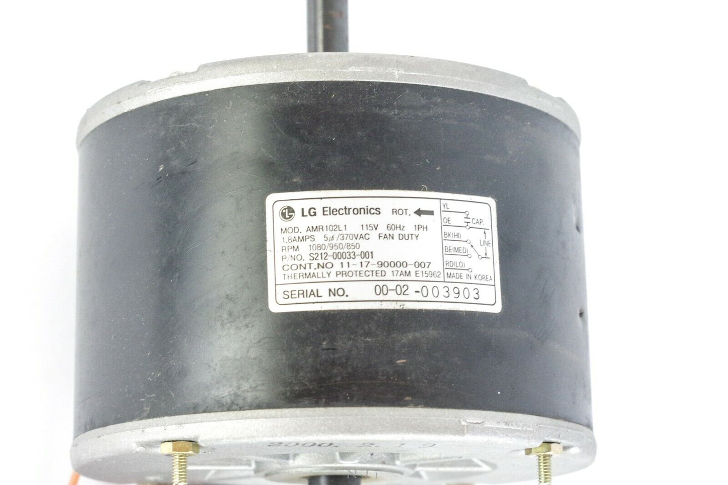 LG AMR102L1 S212-00033-001 Motor 115V 1.8 Amps 370VAC 1080 950 850 RPM