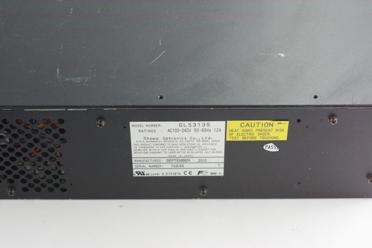 Showa Optronics Argon Laser GLS3135 Power Supply & Laser Head GLG3135 Tested Kit