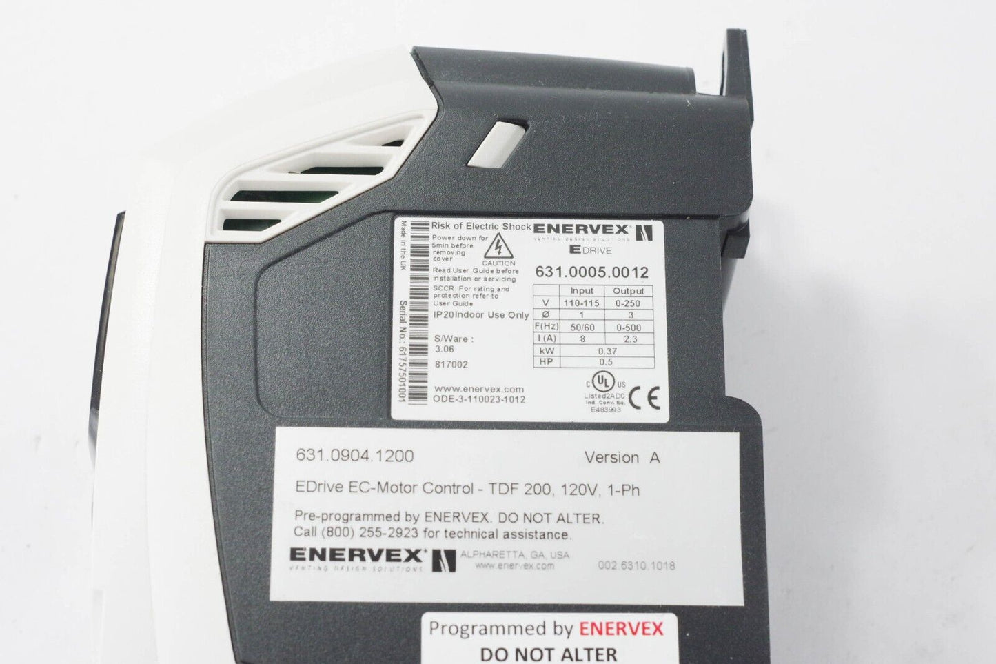 Enervex E Drive 631.0005.0012 / 631.0904.1200 110-115V .37kW .5HP TDF 200