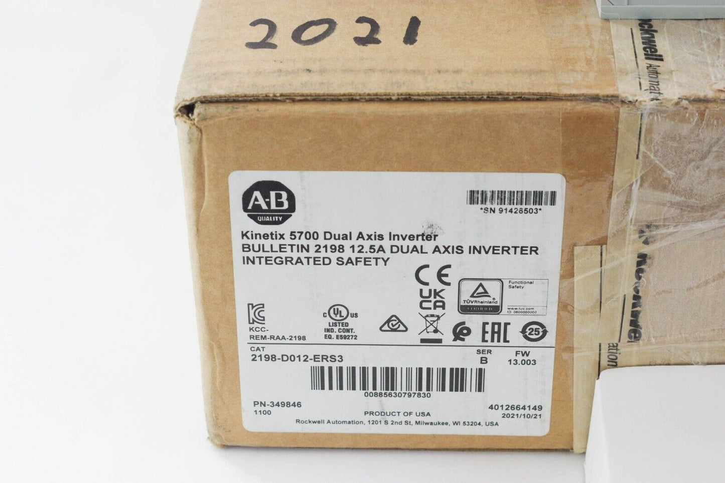 2021 Allen Bradley 2198-D012-ERS3 /B Kinetix 5700 Servo Drive - Open Box