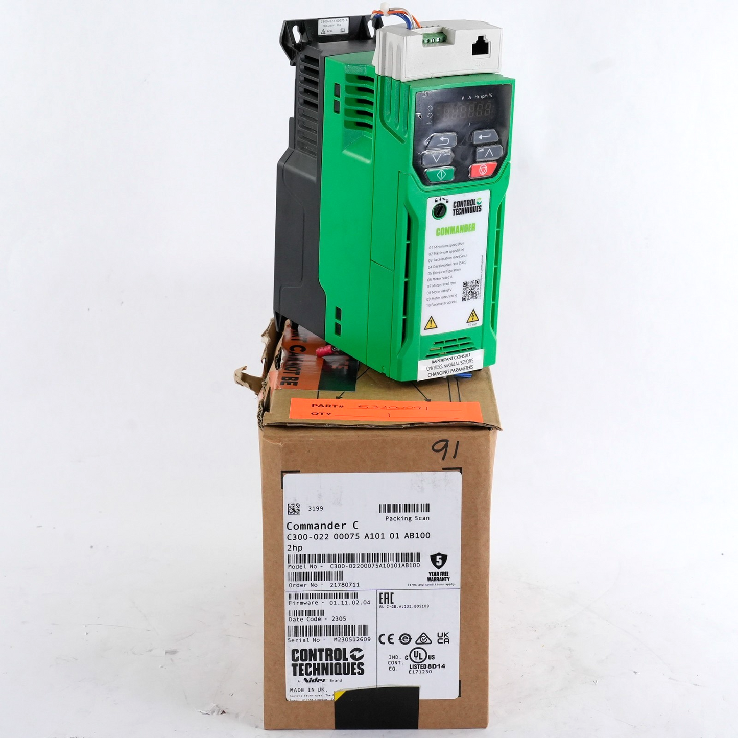 Control Techniques C300-022 00075 A 2HP Drive 240V C300022 - Open Box
