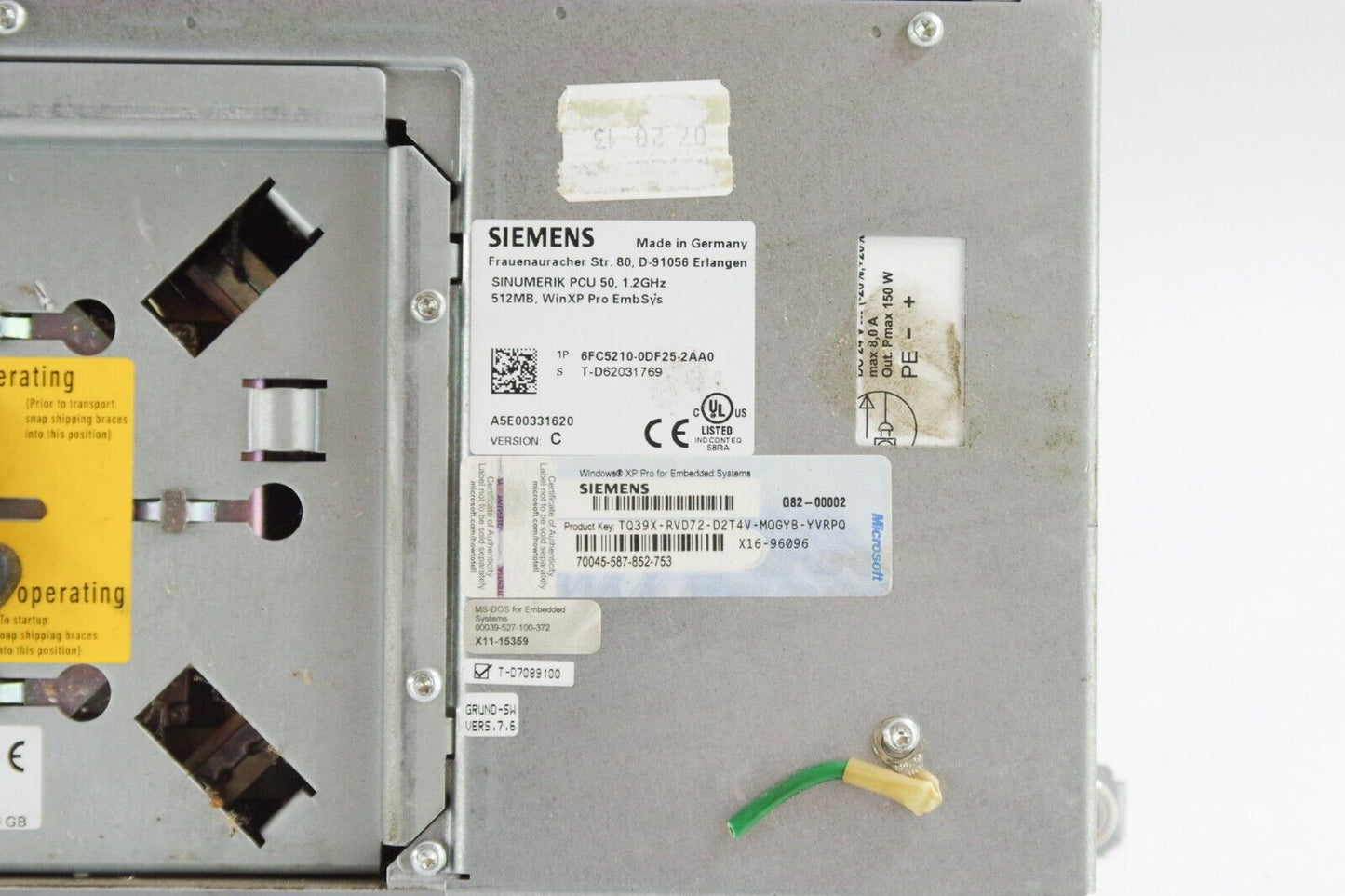 SIEMENS 6FC5210-0DF25-2AA0 SINUMERIK PCU 50, 1.2GHz + 6FC5247-0AF08-2AA0 HD