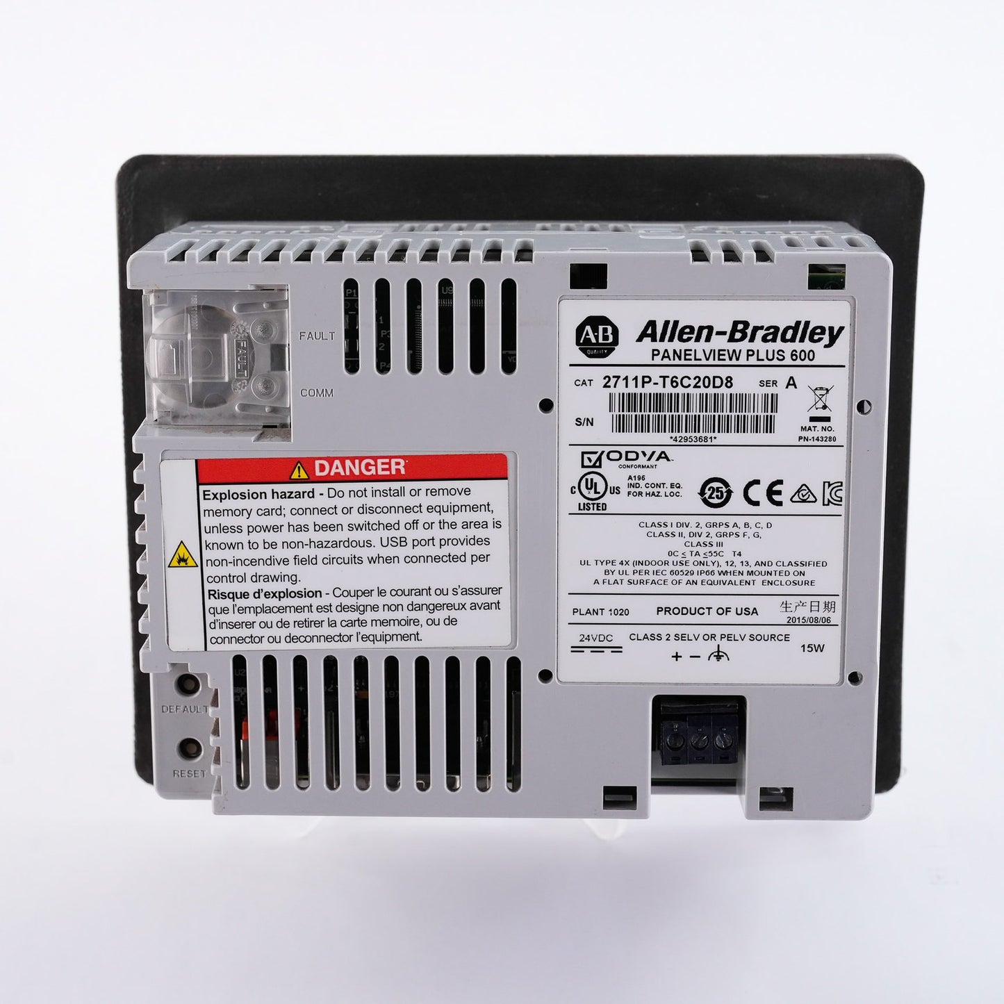 Allen Bradley 2711P-T6C20D8 /A PanelView Plus 600 Color Touch 2711PT6C20D8