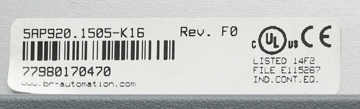 B&R / Krones 5AP920.1505-K16 Rev F0 Operator Touch Panel HMI  5AP9201505