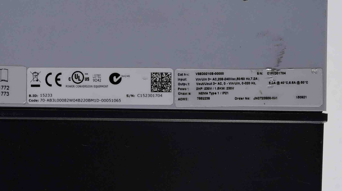 Johnson Controls VS8D0210B-00000 Variable Speed Drive 240VAC NEMA Type 1