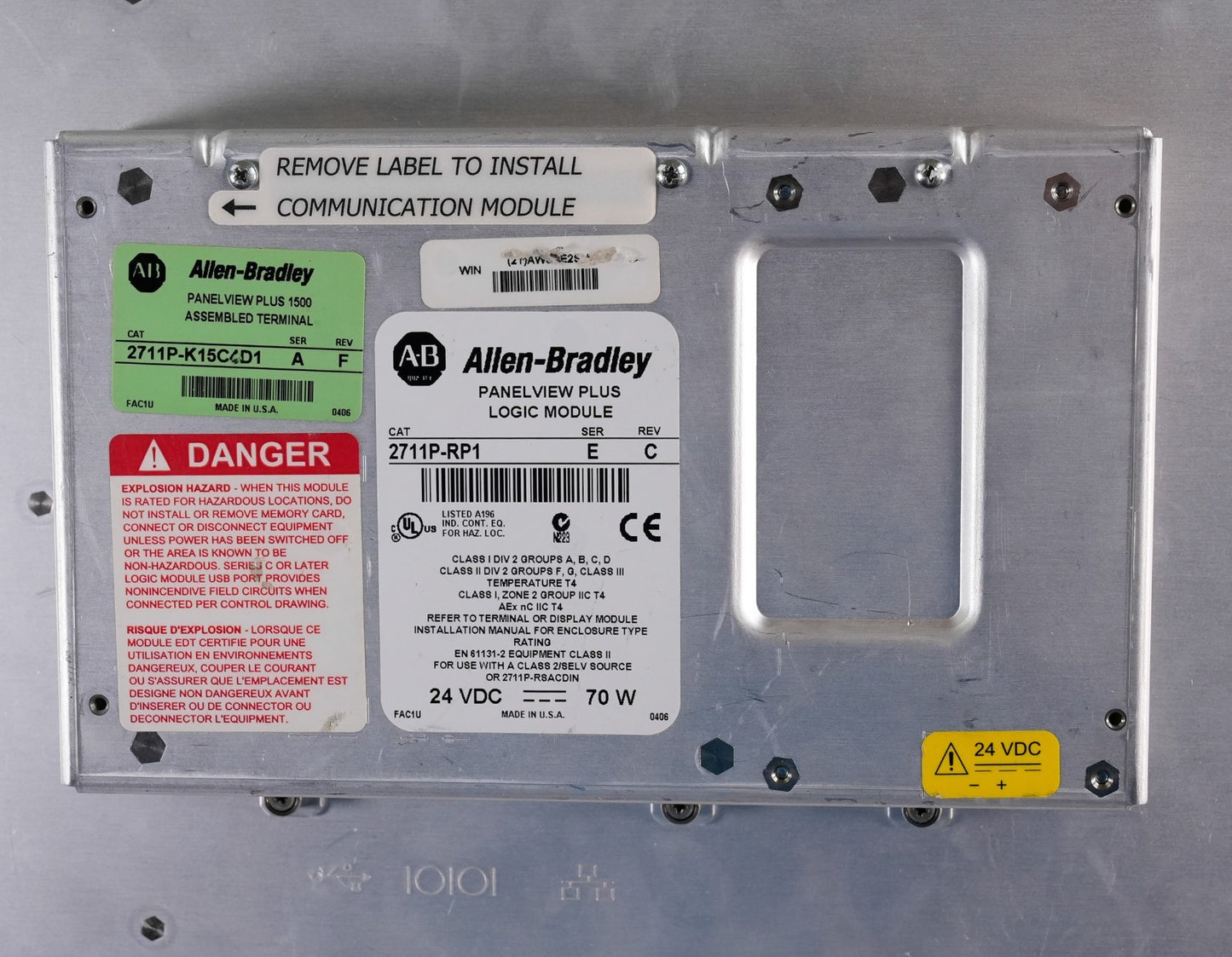 Allen Bradley 2711P-K15C4D1 /A Panelview Plus 1500 Terminal + RP1/E 2711p-RDK15C