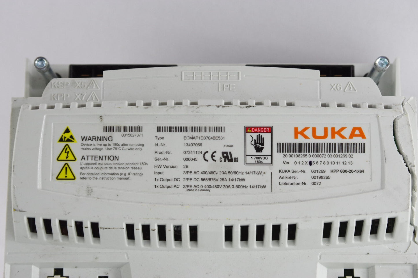 KUKA KPP 600-20-1x64 ECMAP1D3704BE531 13496158 07435978 Servo - Parts / Repair