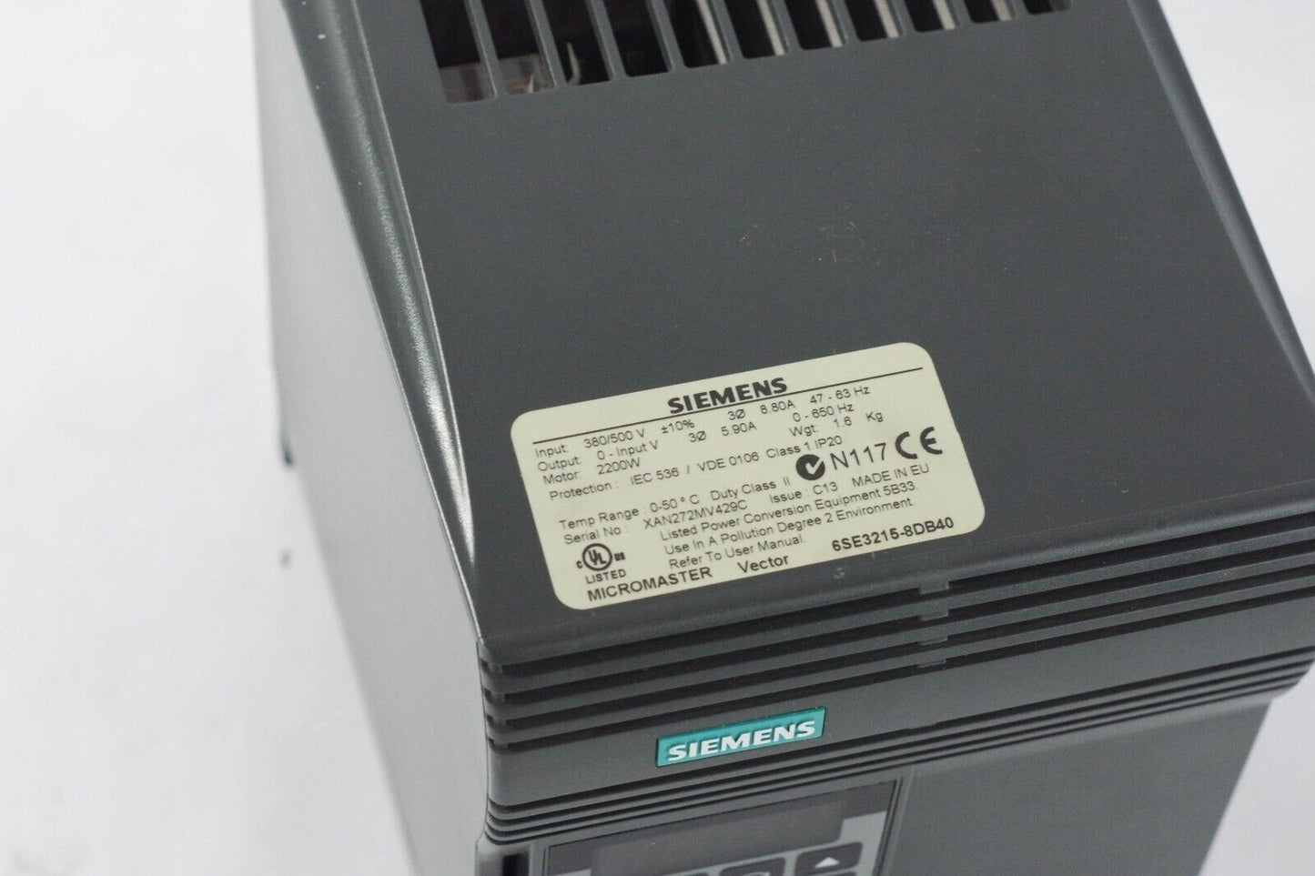 Siemens 6SE3215-8DB40 Micromaster Vector 6SE32158DB40