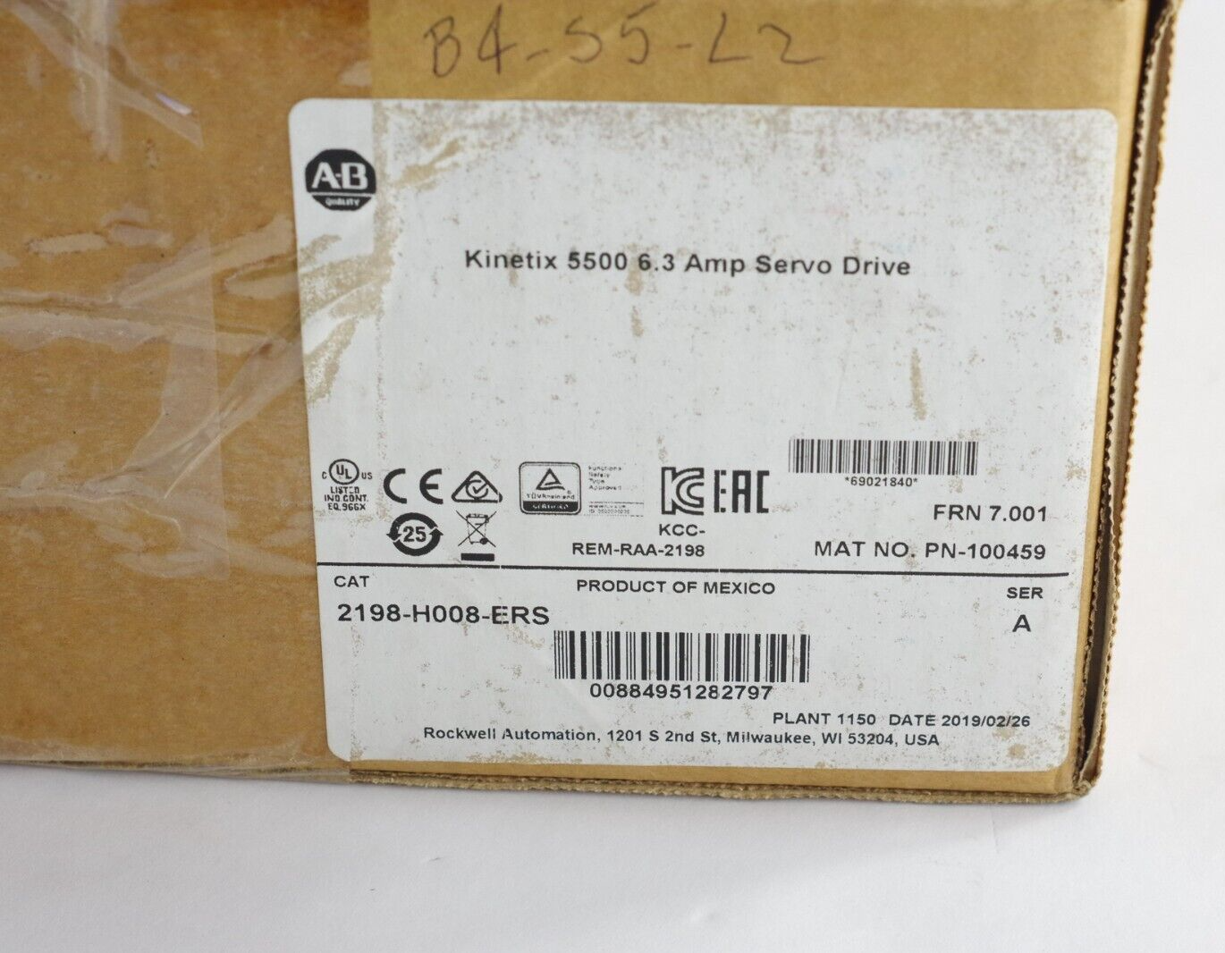 Allen Bradley Kinetix 5500 Servo Drive 2198-H008-ERS SER A 2198H008ERS