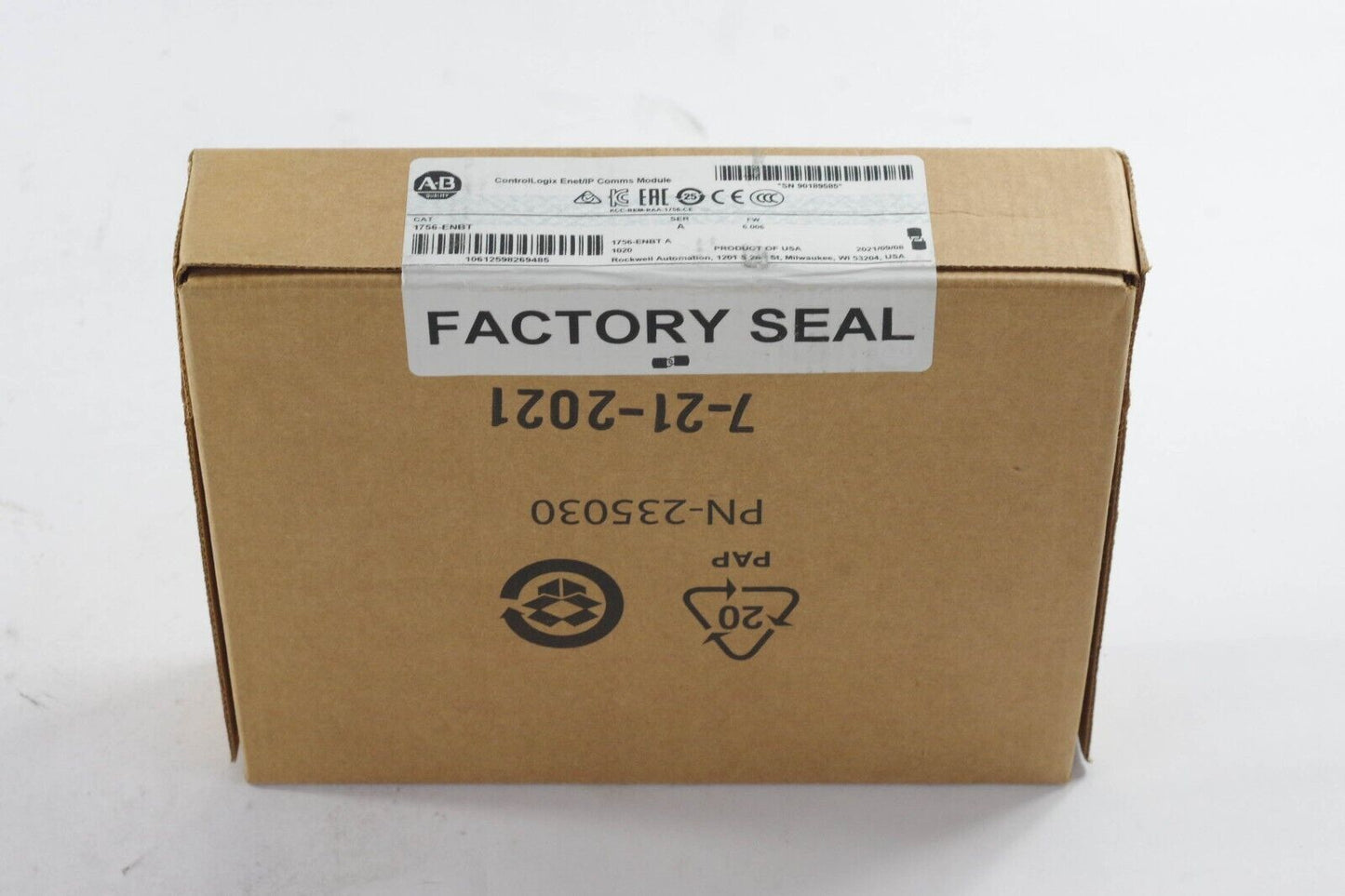 2021 Allen-Bradley 1756-ENBT /A SER A EtherNet/IP  Module - Sealed Surplus