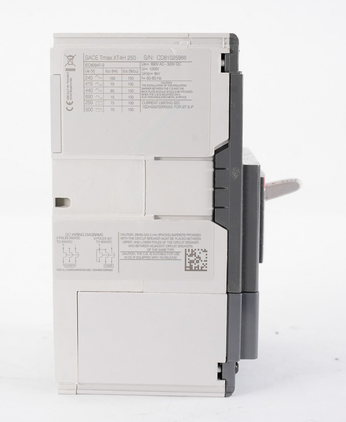 ABB SACE Tmax XT4H 250 Molded Case Circuit Breaker 3P XT4H250TMF15015003pFFULCSA