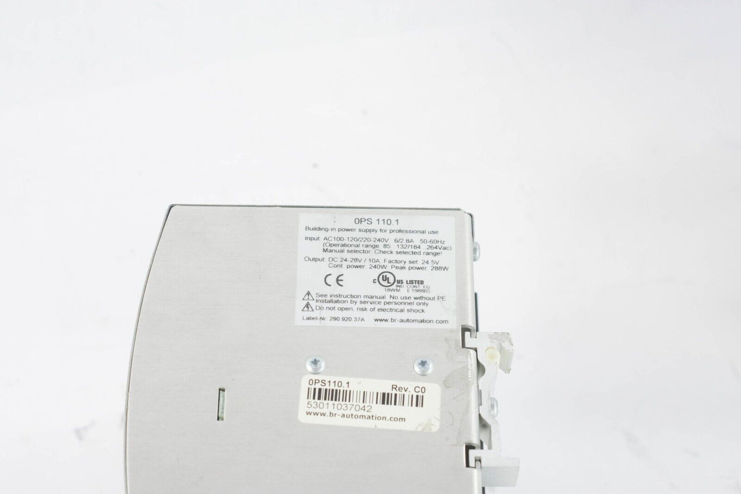 B&R Automation PS 110 Power Supply OPS110.1 Rev. C0 24VDC 10A 53011037042