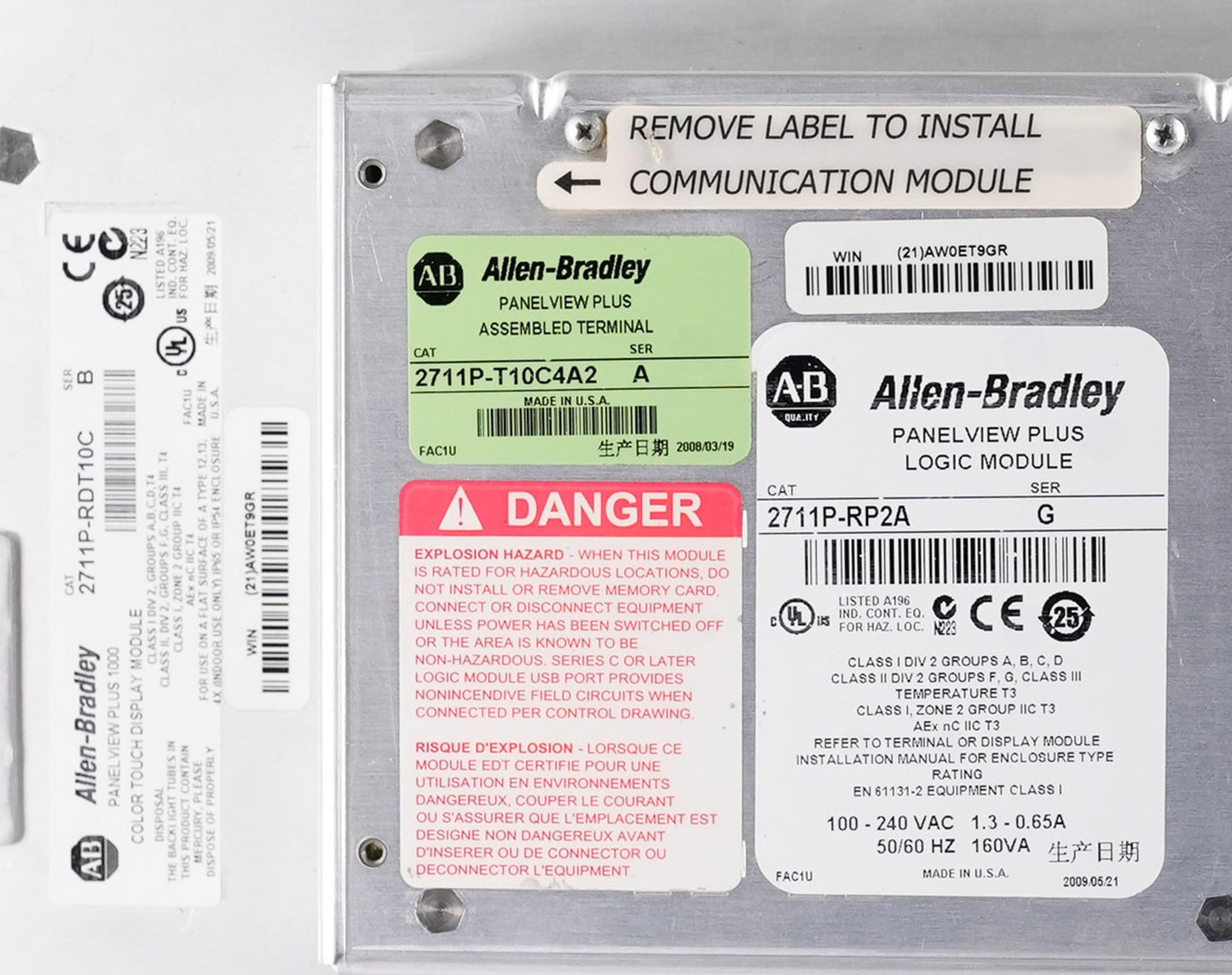 Allen Bradley 2711P-T10C4A2 /A PanelView Plus 1000 + RP2A/G Logic & RDT10C/B