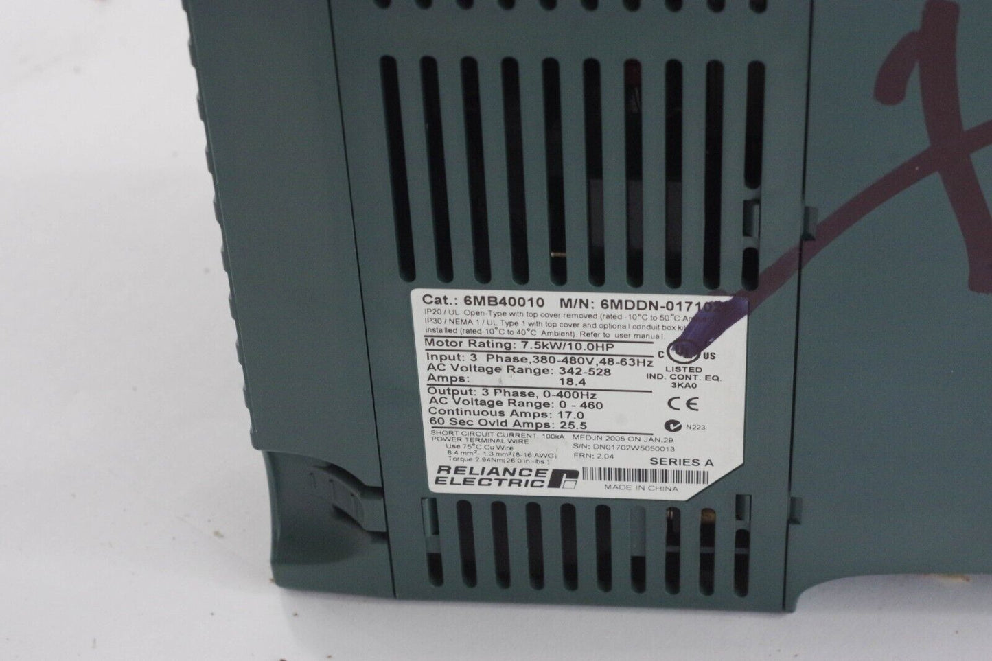 Reliance Electric 6MB40010 6MDDN-017102 10hp AC Drive