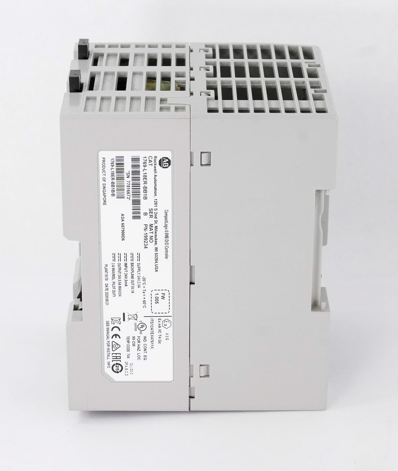 Allen Bradley 1769-L18ER-BB1B /B CompactLogix 0.5MB DI/O PLC Controller