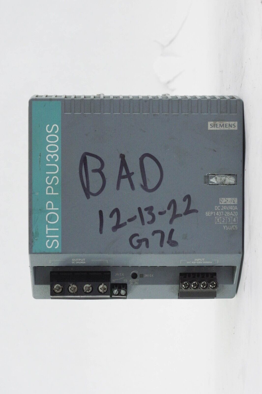 Siemens 6EP1437-2BA20 6EP1 437-2BA20 SITOP PCU300S Power Supply - For Parts / Re