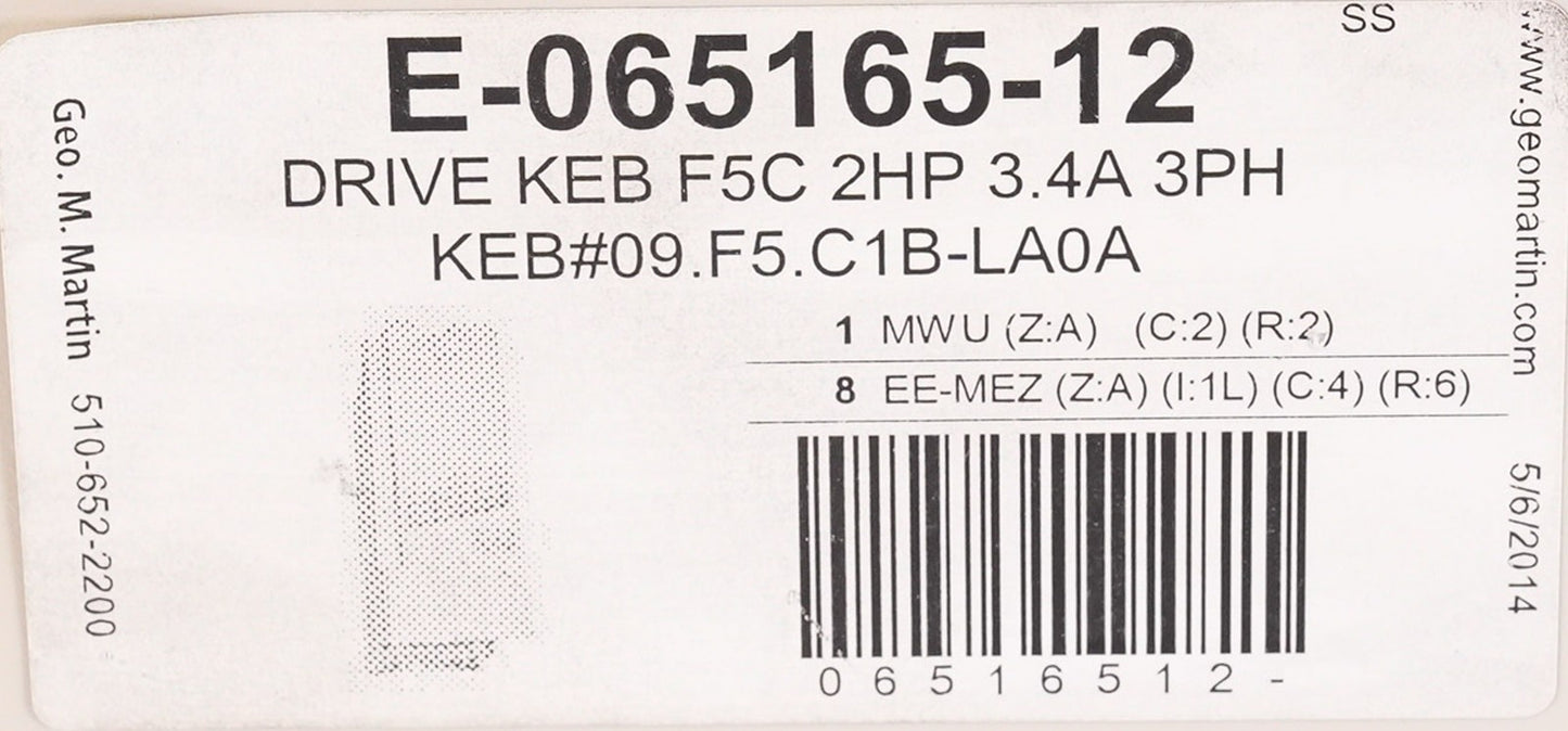 KEB Combivert 09.F5.C1B-LA0A AC Drive F5C 2HP 3.4A 3-Phase 09F5C1BLA0A