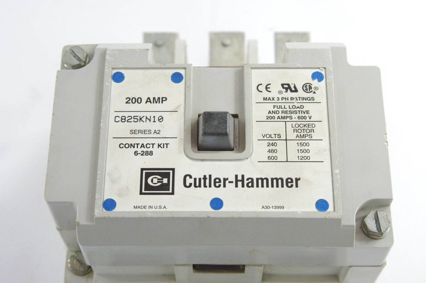 Cutler Hammer C825KN10 Contactor Contact Kit 6-288 Series A2 200Amp 600V