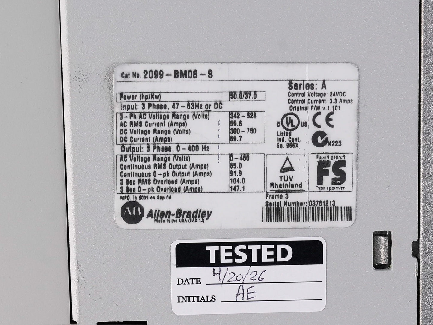 Allen Bradley 2099-BM08-S /A Kinetix 7000 Servo Drive 3ph 2099BM08S + Warranty