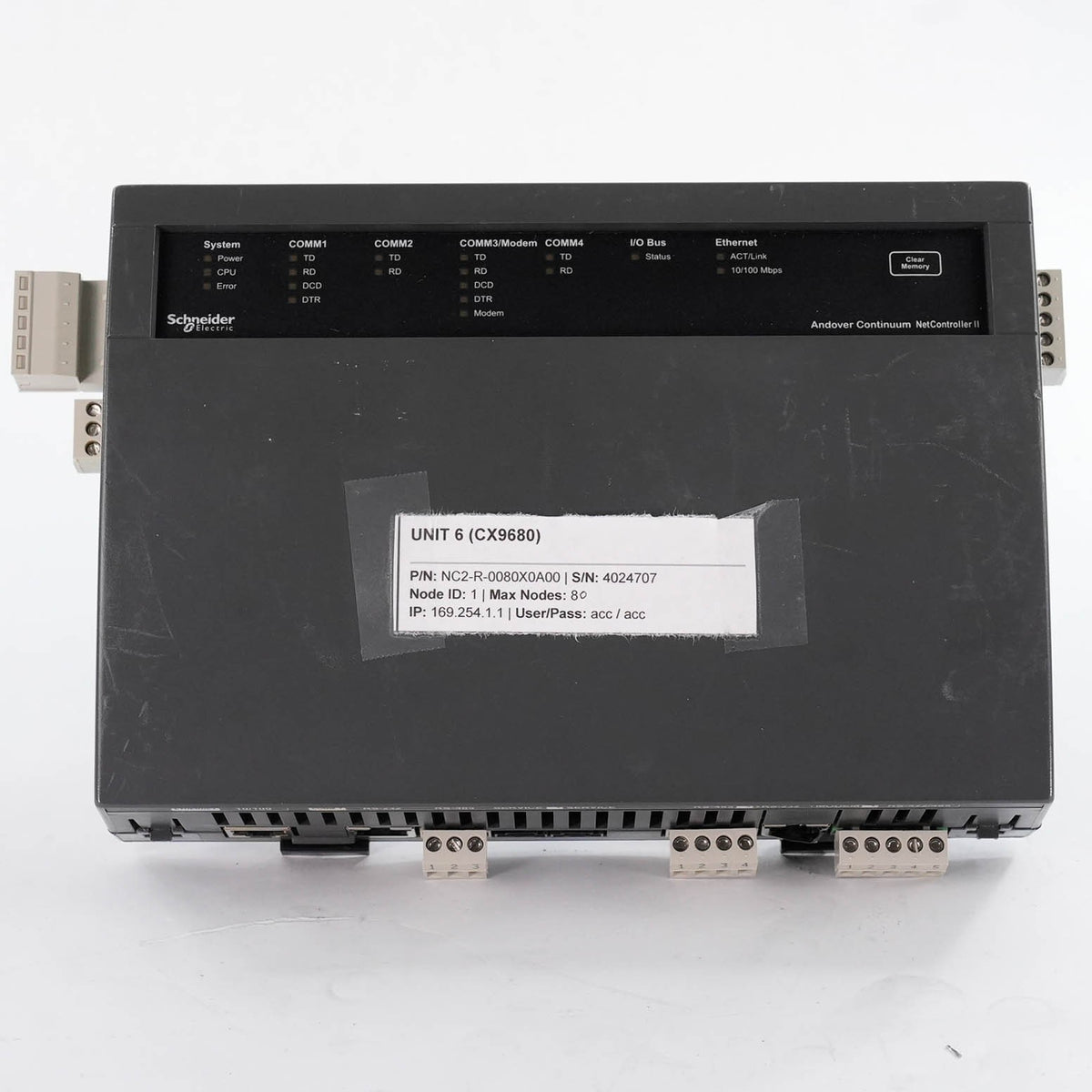 Andover NetController II CX9680 NC2-R-0080X0A00 8 Node Controller XDriver Alarms