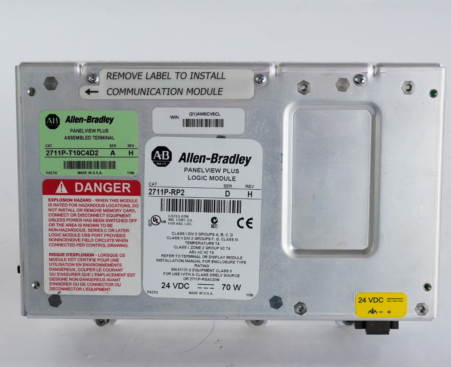Allen Bradley 2711P-RP2 /D Rev H Panelview Plus Logic Module 2711PRP2