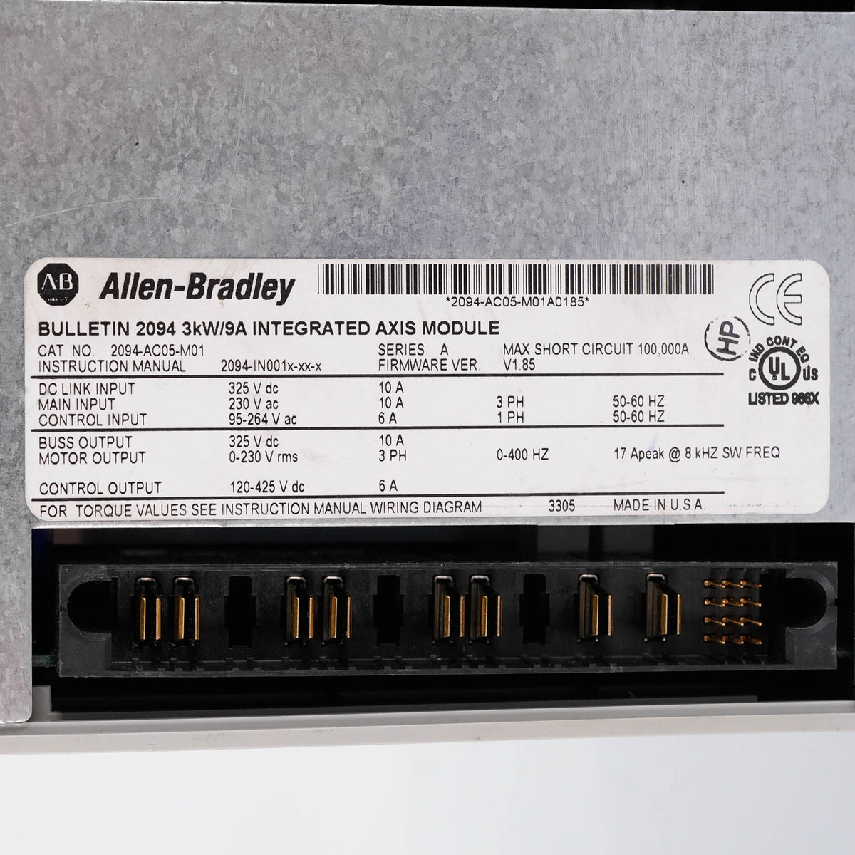Allen Bradley 2094-AC05-M01 Kinetix 6000 Integrated Axis Module 230V 2094AC05M01