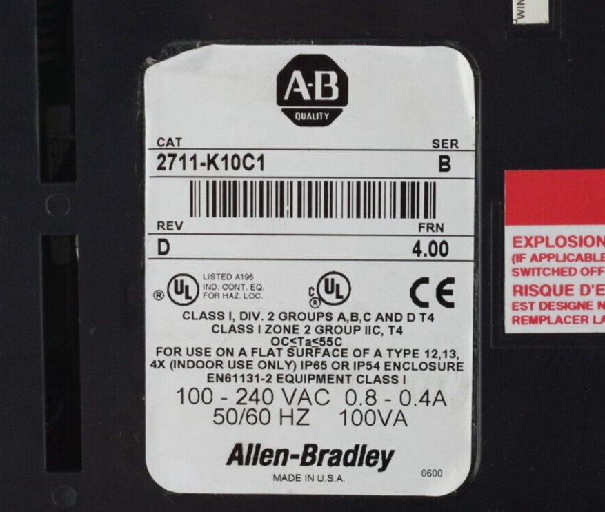 Allen Bradley 2711-K10C1 Ser B Panelview 1000 Operator Interface - Refurbished