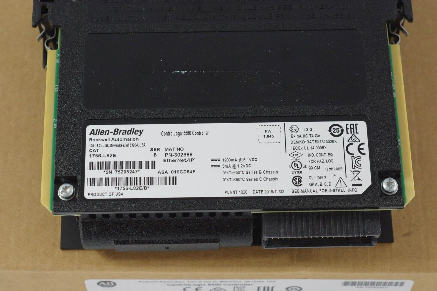 2019 Allen Bradley 1756-L82E/B ControlLogix 5580 CPU - Open Box