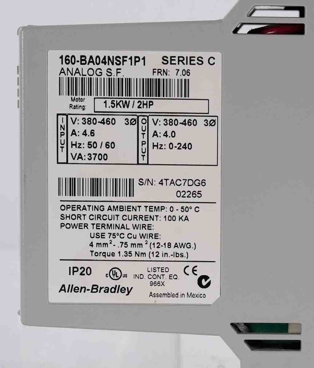 Allen Bradley 160-BA04NSF1P1 /C Speed Drive 1.5kW 2HP 160BA04NSF1P1